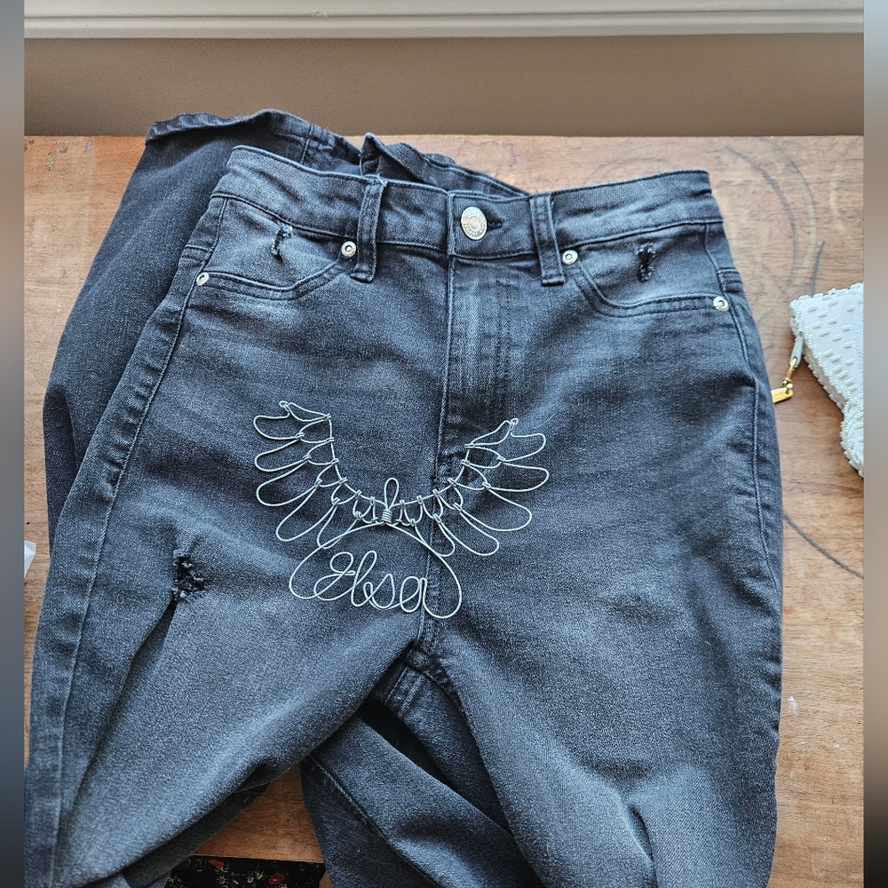 Sz.8 Bluenotes Charcoal High Rise Women's Wide Flare Ripped Jean